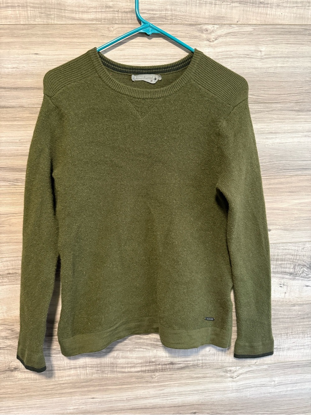 Smart Wool Cheyenne Creek Mens Large Crew Neck Sweater Merino Wool Green